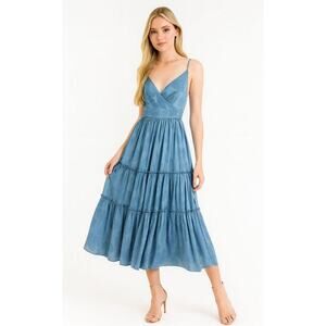 Sachin + Babi NEW Dalia Midi Dress US 4 Blue Wedding‎ Birthday Cocktail Feminine